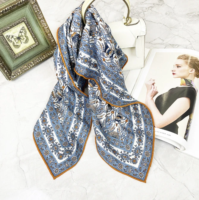 70% Cashmere 30% Silk Scarf 26'' Shawl Neckerchief Scarf petal Print Bandana new