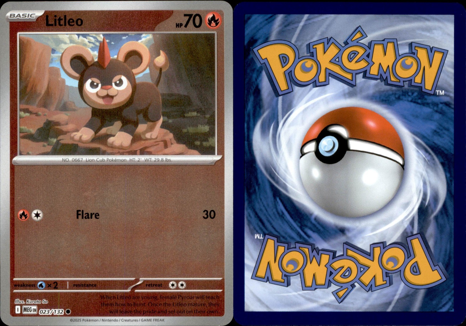 Litleo - Reverse Holo 023/132 2025 Fire LP ME01: Mega Evolution Common