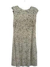 Tory Burch Floral Dress V-Neck Rayon Blend Green White XL Elegant