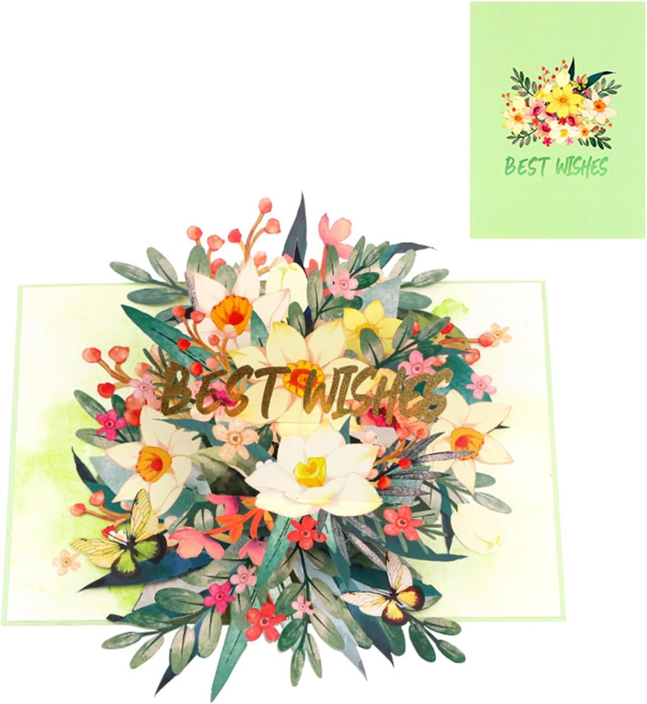  - Lily Bloom Green Pop Up Greeting Card - Image 2