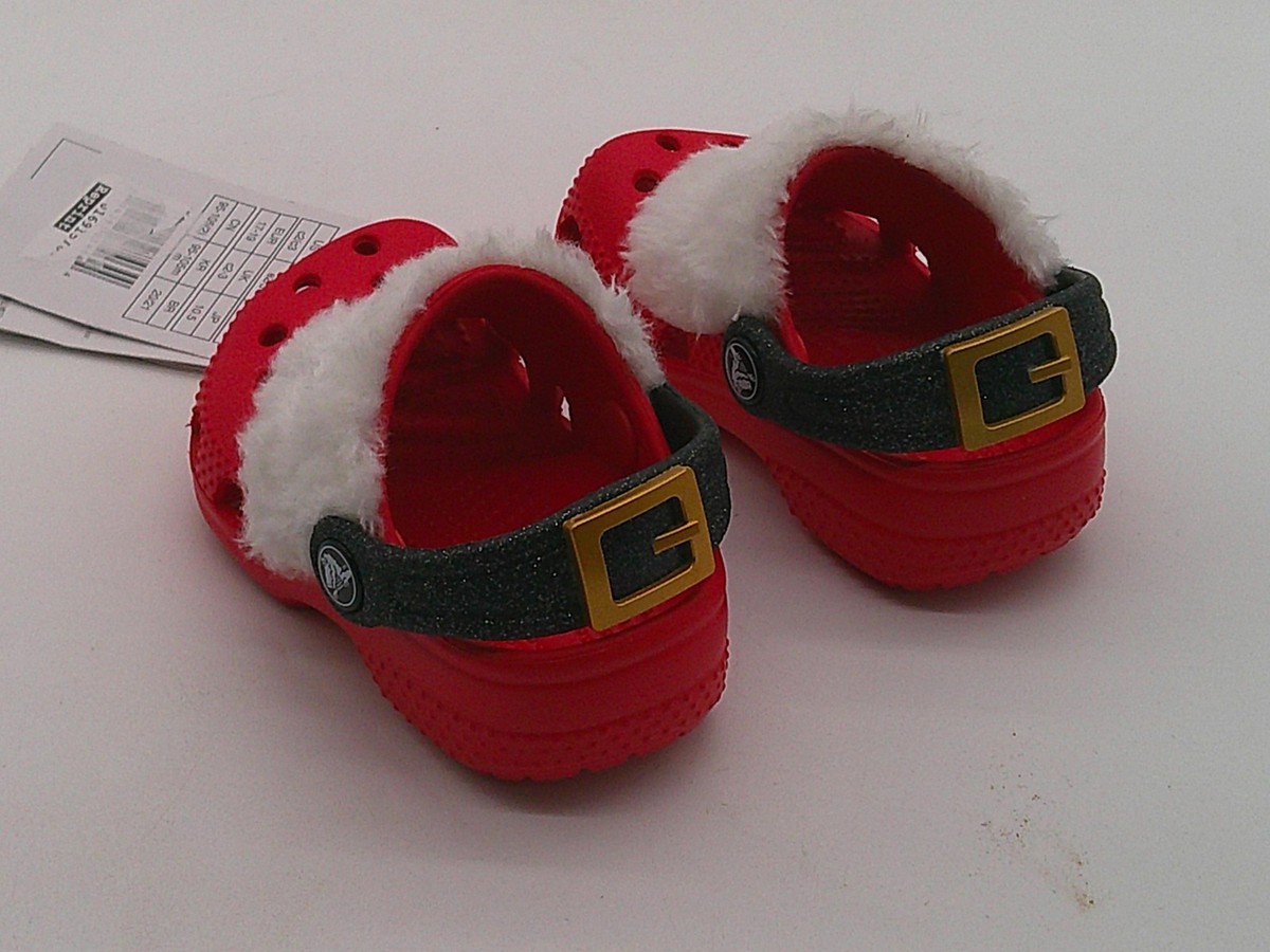 猫 Crocs Shoes Boys Toddler Size 3 Red Littles Santa Clog Sandals Fur