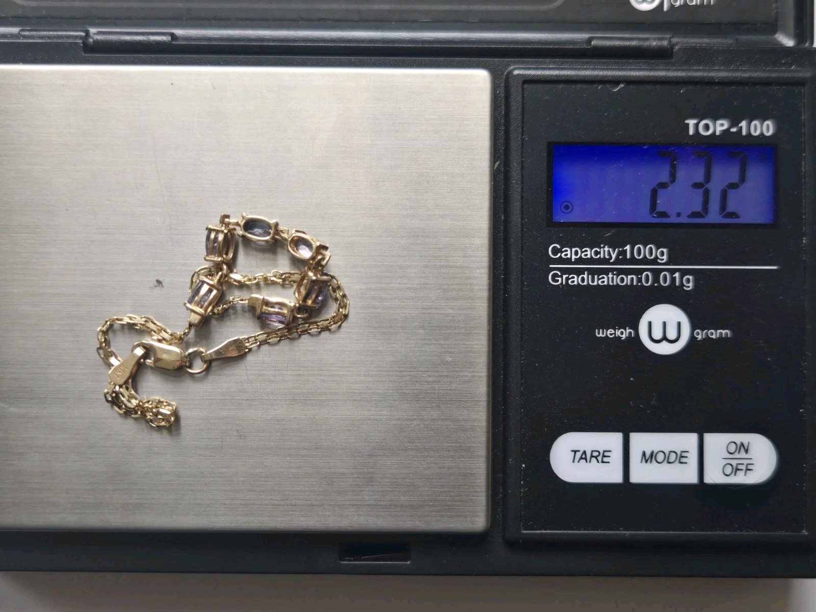 10K Solid Gold Iolite Station Double Link Bracele… - image 16