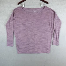 ATHLETA Flow Top Essence Size Small Spacedye Shirt Mauve Heathered Long Sleeve