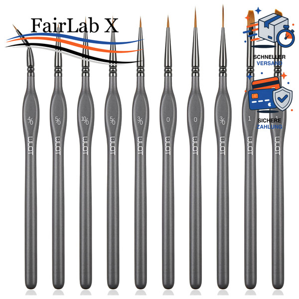 Pinselset 10 StüCk Detailpinsel FüR Acryl Aquarell Modellbau Nageldesign Grau-image
