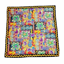 ECHO Vintage Cotton Square Scarf Ethnic Folk-inspired Print Colorful Japan