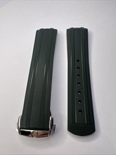Omega 20mm x 18mm Z017214 Green Rubber Band Strap  18mm Steel Deployant Clasp