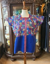 Hand Woven Guatemalan Huipil Blouse Vintage Handmade Collectible Art Velvet