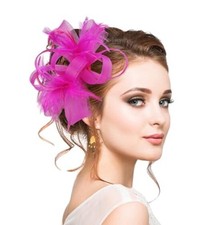 Markest Women's Fascinators Tea Party Headpiece Derby Hat Feather Fuchsia