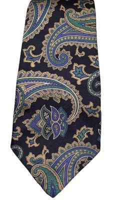 Vintage Camden Court Men s Necktie Tie Red Blue & Gold Paisley Poly & Silk USA