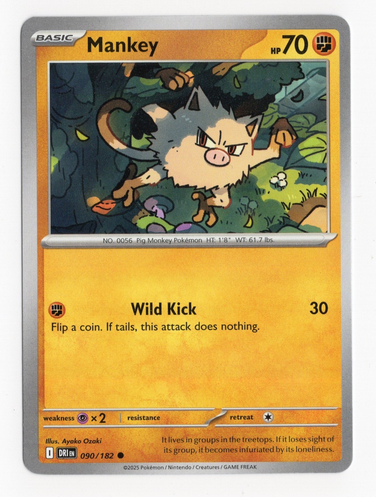 Mankey 90/182 Pokemon SV: Destined Rivals 2025 NM