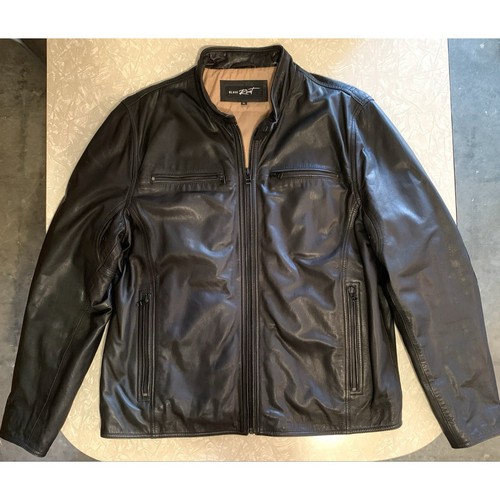 Black Rivet G-III Soft Genuine Leather Cafe Racer Moto Zip Jacket XL Exc Cond