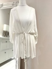 ASOS  Beach Cover Up Dress  size 10 White with Elasticated Tie Waist