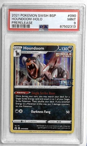 1x  V1074: 2021: HOUNDOOM-HOLO: SWSH090: PRERELEASE: PSA 9: MINT: 87502313 Grade