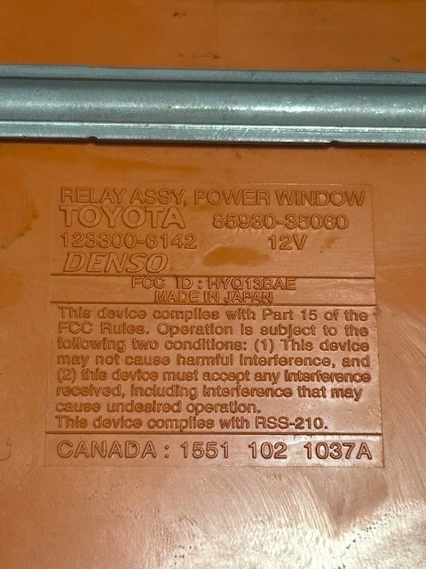 Relé de ventana eléctrica para portón trasero Toyota 4Runner 1998-2002 85930-35060 OEM Foto 2 de 3