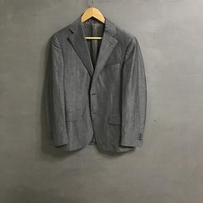 Men Canali Blazer Grey Wool Linen 38 / M / 46