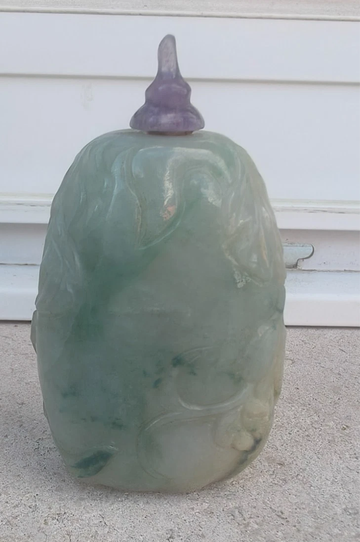 収集品 石器 古翡翠 両面 手彫 福禄如意紋 鼻煙壺 薬瓶 超美品 両面 石器 収集品 福禄如意紋 薬瓶 鼻煙壺 古翡翠 手彫 超美品