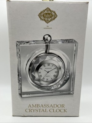Shannon Crystal By Godinger Ambassador Crystal Clock Rotating Center