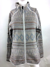 Smartwool Women Hudson Trail Full Zip Jacket Ash Fairisle Medium 11524-H49 