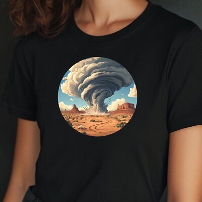 T-Shirt Frauen Tornado Wüstenlandschaft Motiv Baumwolle Größe S bis 3XL