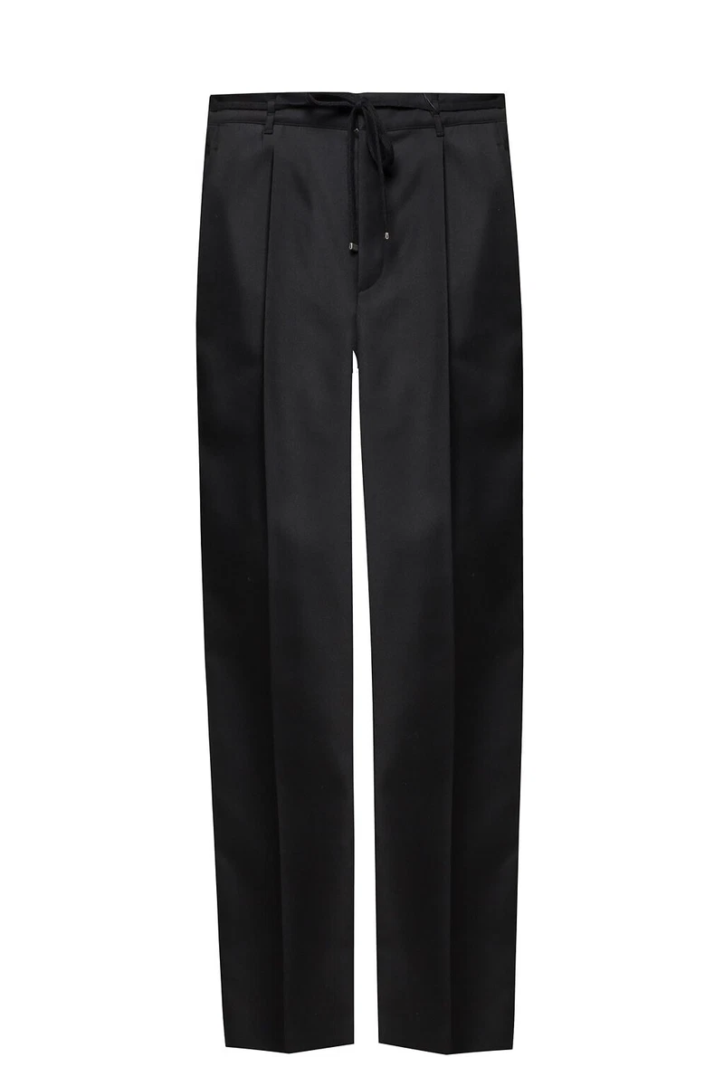 NWT Saint Laurent Black Wool Tapered Drawstring Jogger Trouser 52EU/36US $995.00