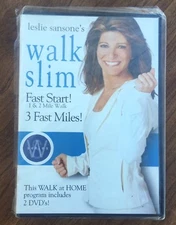 Leslie Sansone Walk Slim Fast Start 1 & 2 Mile Walk 3 Fast Miles DVD 2 Disc Set