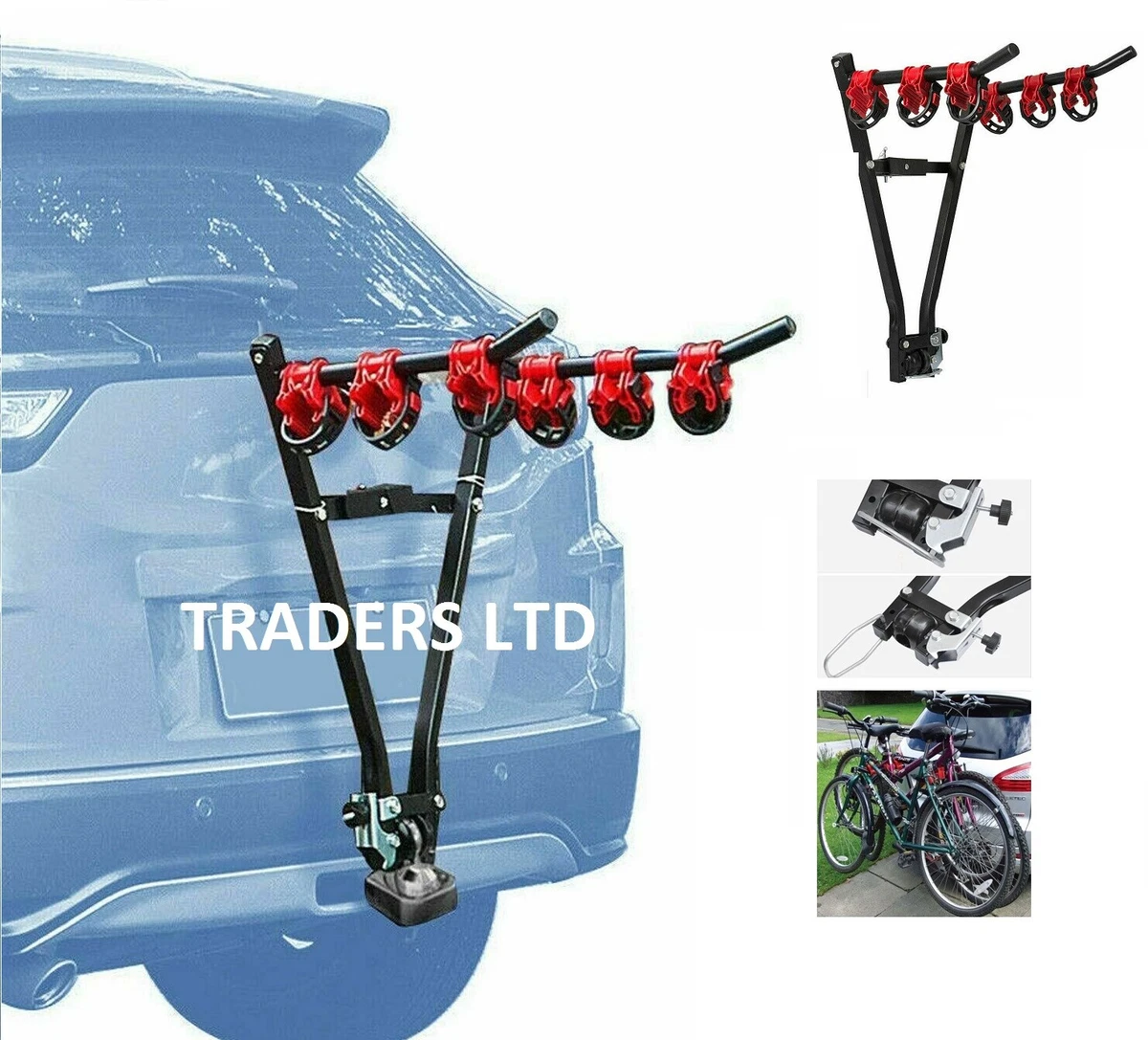 rear bicycle carrier rack for towing for 3 bikes