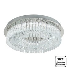 Chrome Ceiling Lights Crystal Frosted Glass Flush Fitting Chandeliers LED Bulb