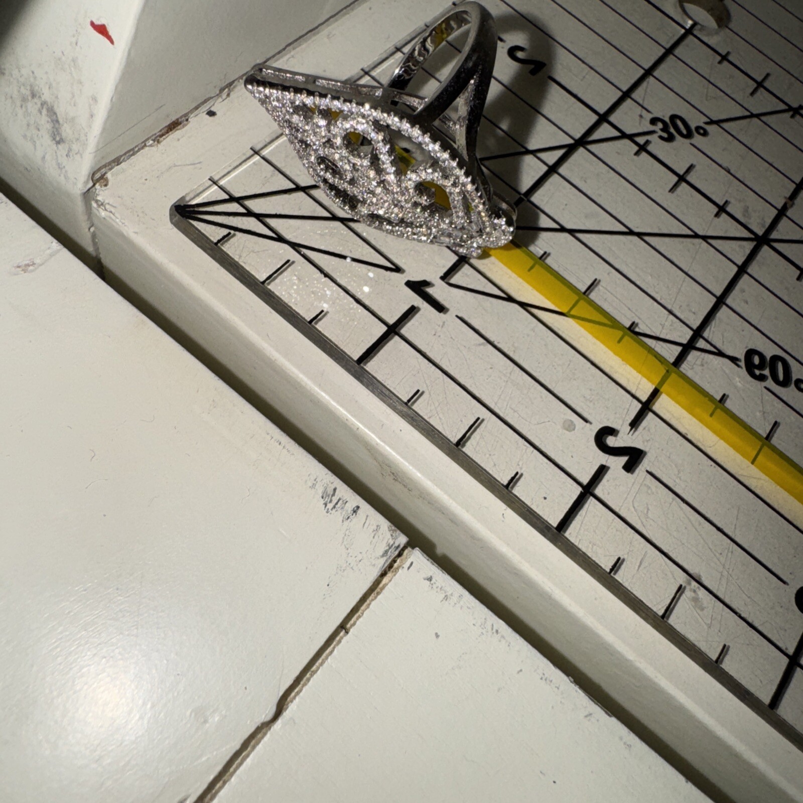 Solid Sterling Silver CZ Crown Teardrop Knuckle R… - image 7