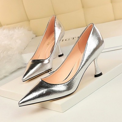 silver court shoes