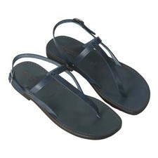 CRAFTS LINE 100 SALENTO  men's sandals in navy blue leather and leather