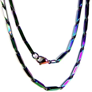 Rainbow Bar Collier de chaîne de liaison en acier inoxydable 16-36-in Non-Binary sans sexe