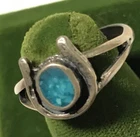 Vintage Mexican Southwest Sterling Silver Horseshoe Ring with Turquoise Size 7.5