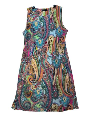 Tommy Hilfiger Multicolor Paisley Sleeveless Dress Size 10 Pink Blue Yellow
