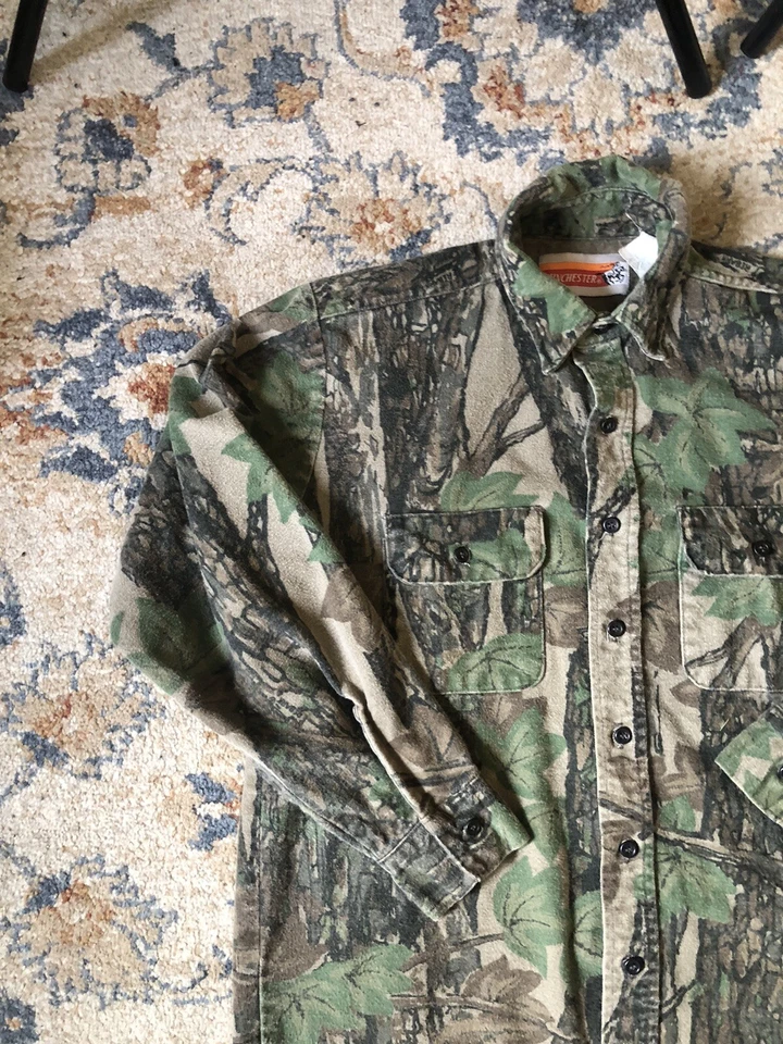 Vintage Winchester Chamois Camo Hunting Shirt Men’s Size Small Made In USA - Image 3 of 4
