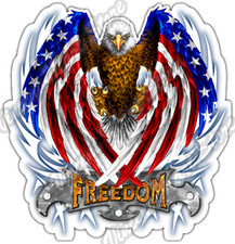 Freedom Bald USA Flag America Patriotic Car Bumper Vinyl Sticker Decal 4"X5"