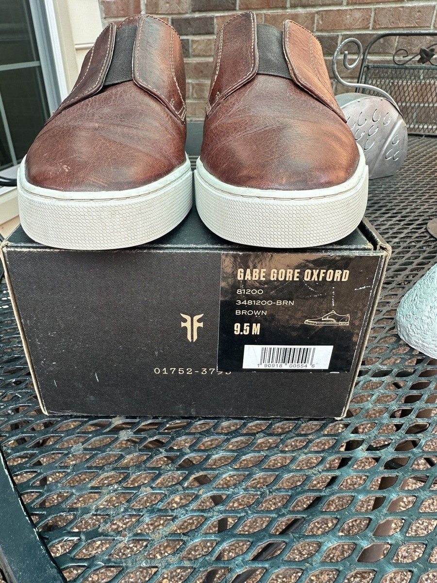 FRYE Mens Brown Gabe Gore Oxford Leather Casual Slip On  display picture 2