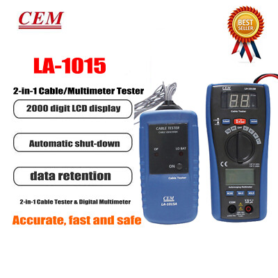 CEM LA-1015 Cable Indentifier Tester Meter Transmitter/Receiver and DMM