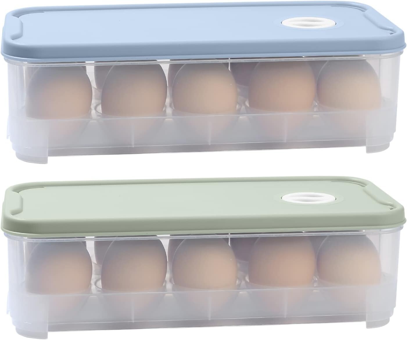 2er Set Eierbox mit Deckel – Transportbox je 10 Eier für Kühlschrank