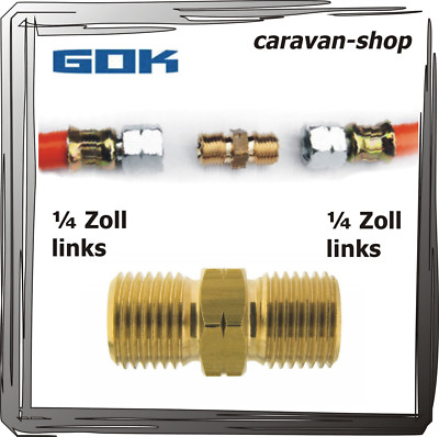 Gas Schlauch Verbinder 1/4'' Links Doppelnippel Kupplung Propan Flüssiggas