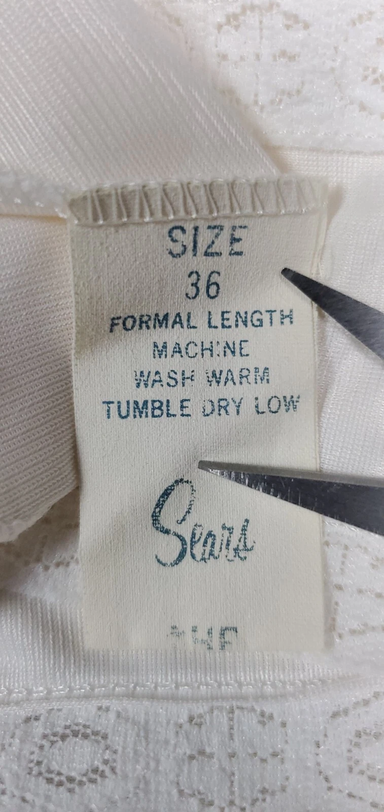 OFF WHITE Vintage Sears slip donna 36 bianco sporco non scivola midi sottoveste Angelic