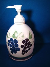 Soap Lotion Dispenser Stoneware Art Pottery Hand Thrown Hand Painted Signed 9