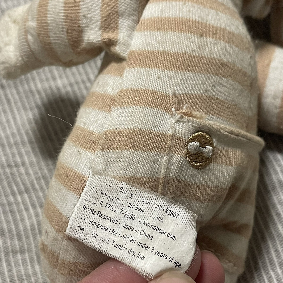 North American Bear Co 8” Tan Striped Sleepyhead Bunny Plush