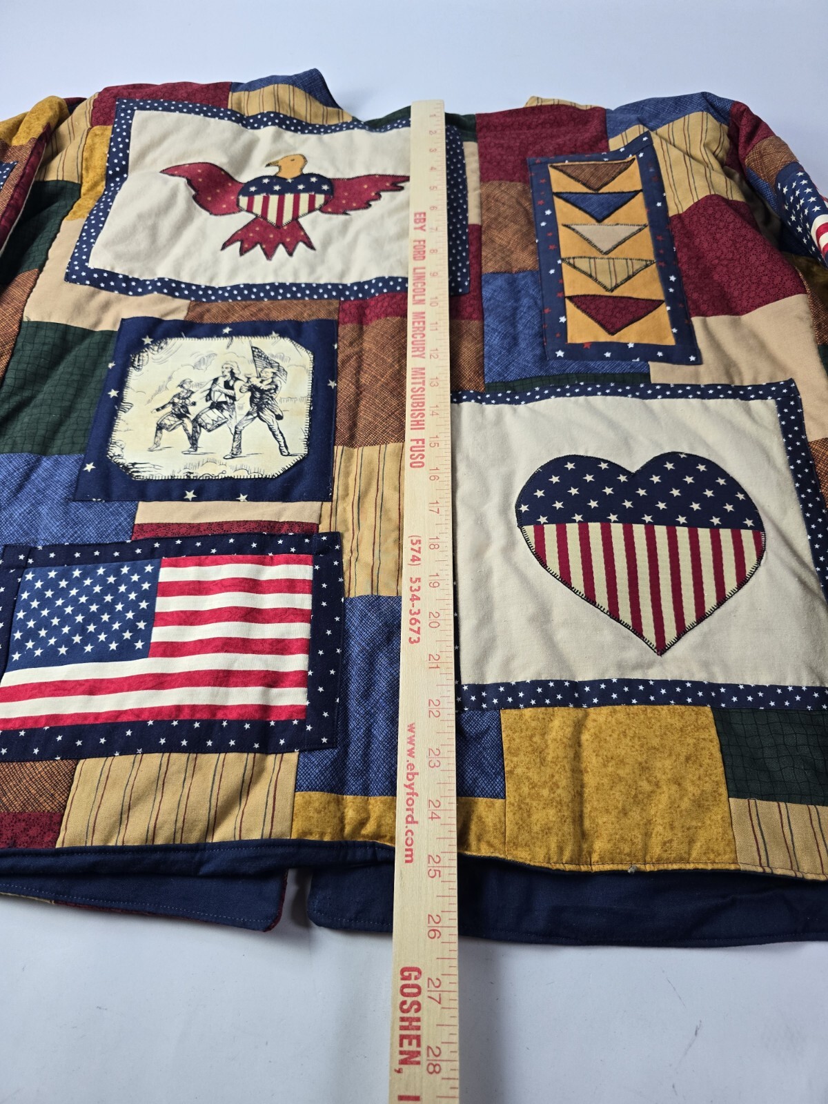 Vintage Quilted Patchwork Chore Jacket XL Red/Whi… - image 18