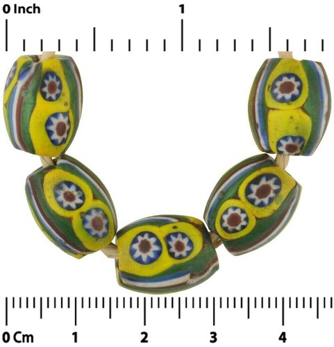 Perles anciennes ovales Millefiori ancien verre mosaïque vénitien