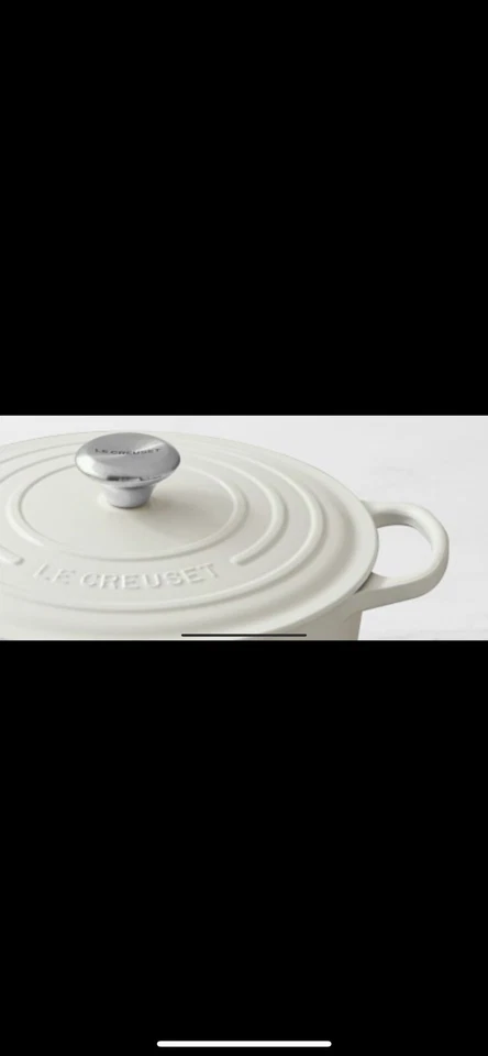 ~Le Creuset*Nuevo*5,5 cuartos de galón redondo de hierro fundido esmaltado*blanco mate Foto 3 de 4
