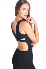 Women's Tank Bodycon Sleeveless Cross Back Stretch Sexy Dress Black Size S,M,L