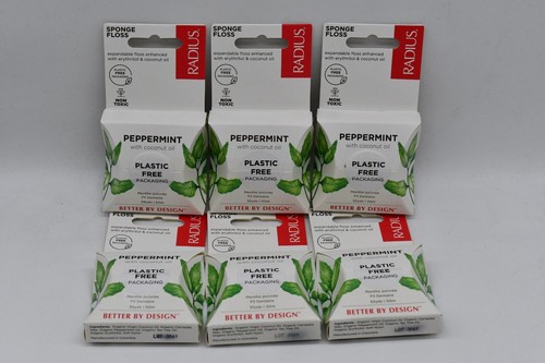 Lote de 6 hilo dental de menta de radio eritritol natural 55 yardas 100 % seda natural vegana - Imagen 1 de 2