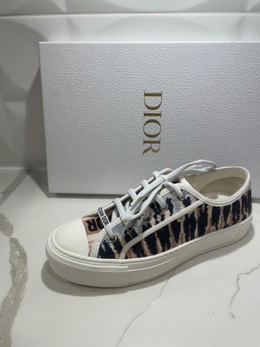 DIOR WALK'N Bordado Corbata Algodón Flat Lace Up Low Top Sneakers Shoes $990 - Imagen 10 de 12