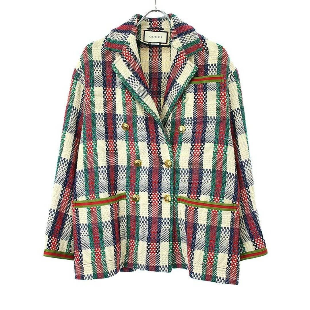 Gucci 2019 RESORT MULTI TESSUTO DOPPIO TWEED JACKET MIX 42 545490 donna