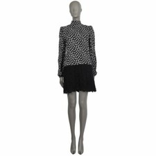 59415 auth DOLCE & GABBANA black & white ROSE PRINT LACE DROPWAIST Dress 42 M